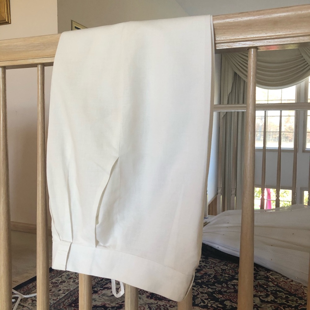 White Cotton Ramie Pants